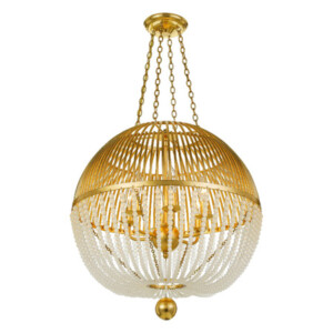 Duval Collection 6 Light 21 inch Chandelier in Antique Gold Finish with Frosted Glass Beads
