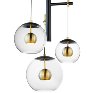 Nucleus Collection LED 26 inch Black/Natural Aged Brass Multi-Light Pendant Ceiling Light